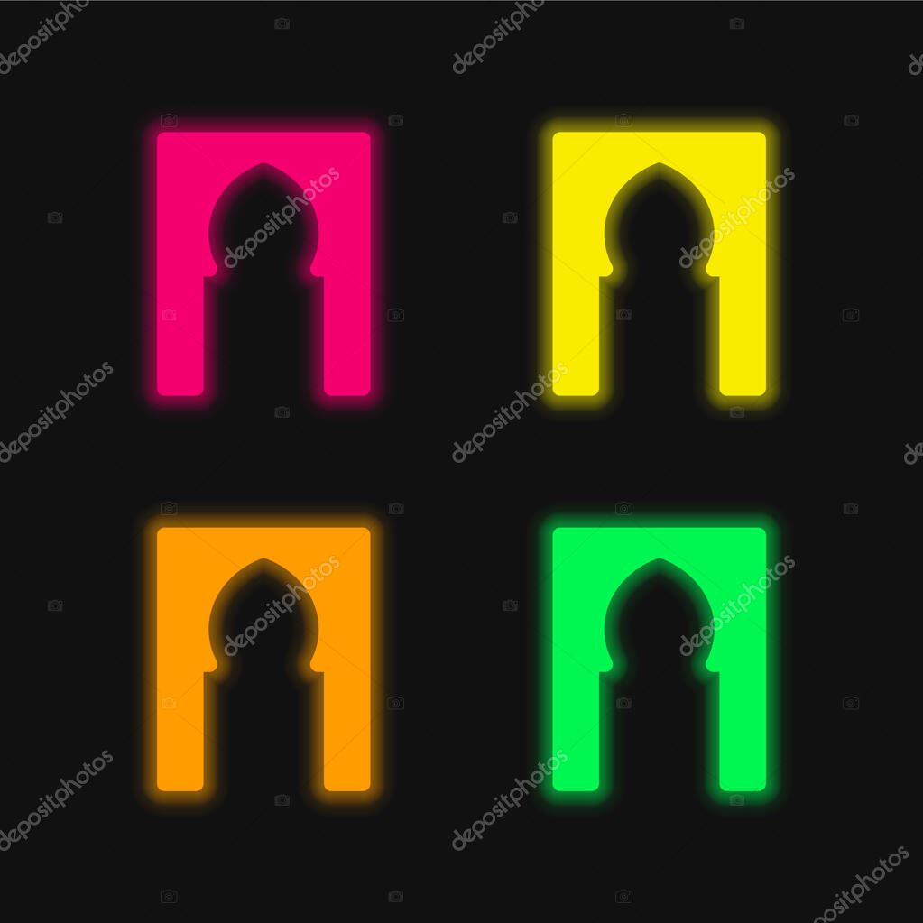 Arch four color glowing neon vector icon
