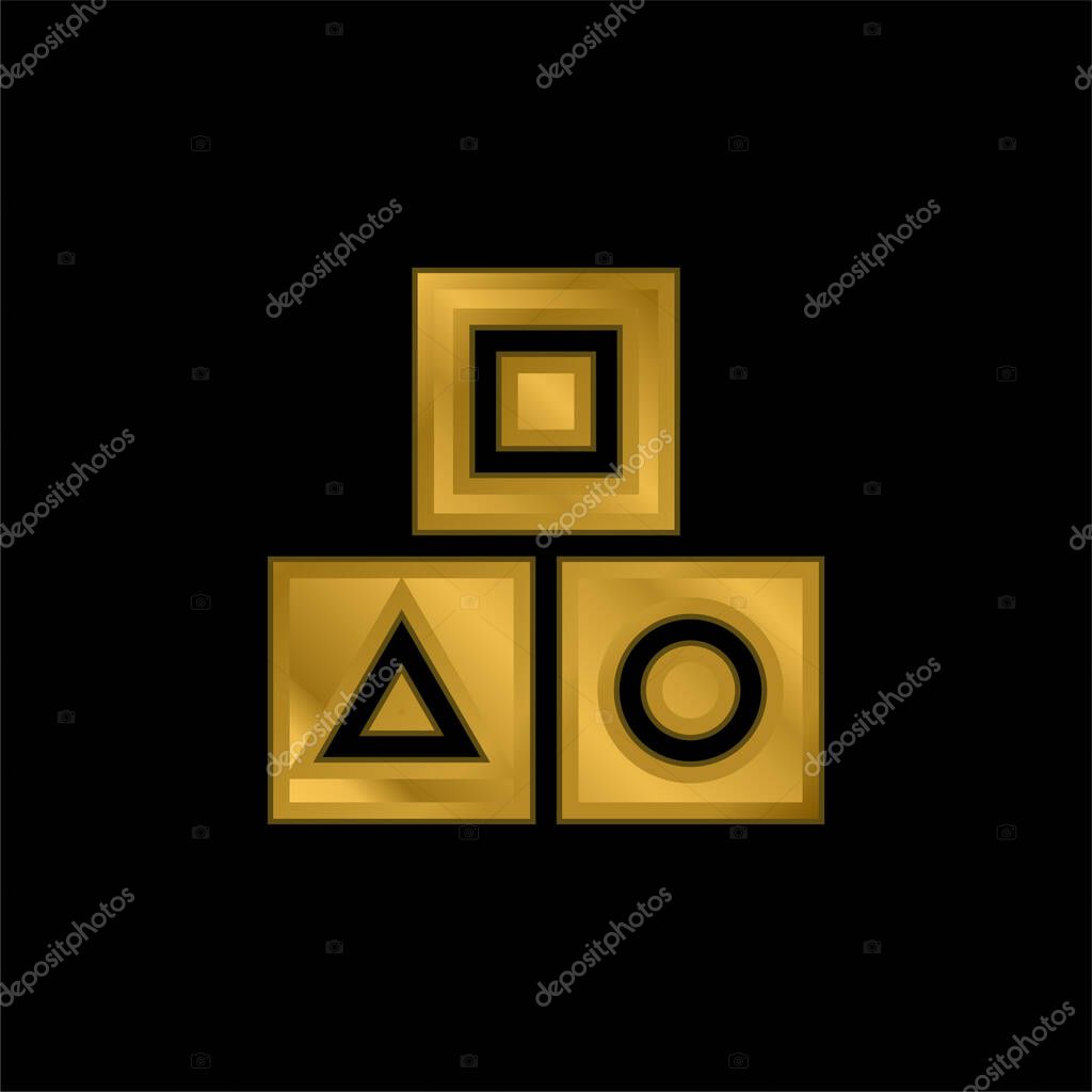 Block gold plated metalic icon or logo vector