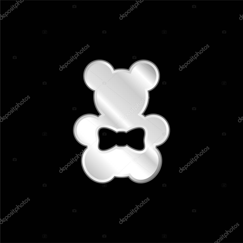 Bear silver plated metallic icon