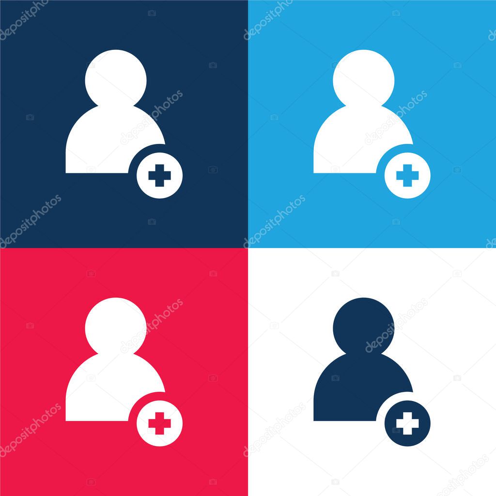 Add Friend blue and red four color minimal icon set