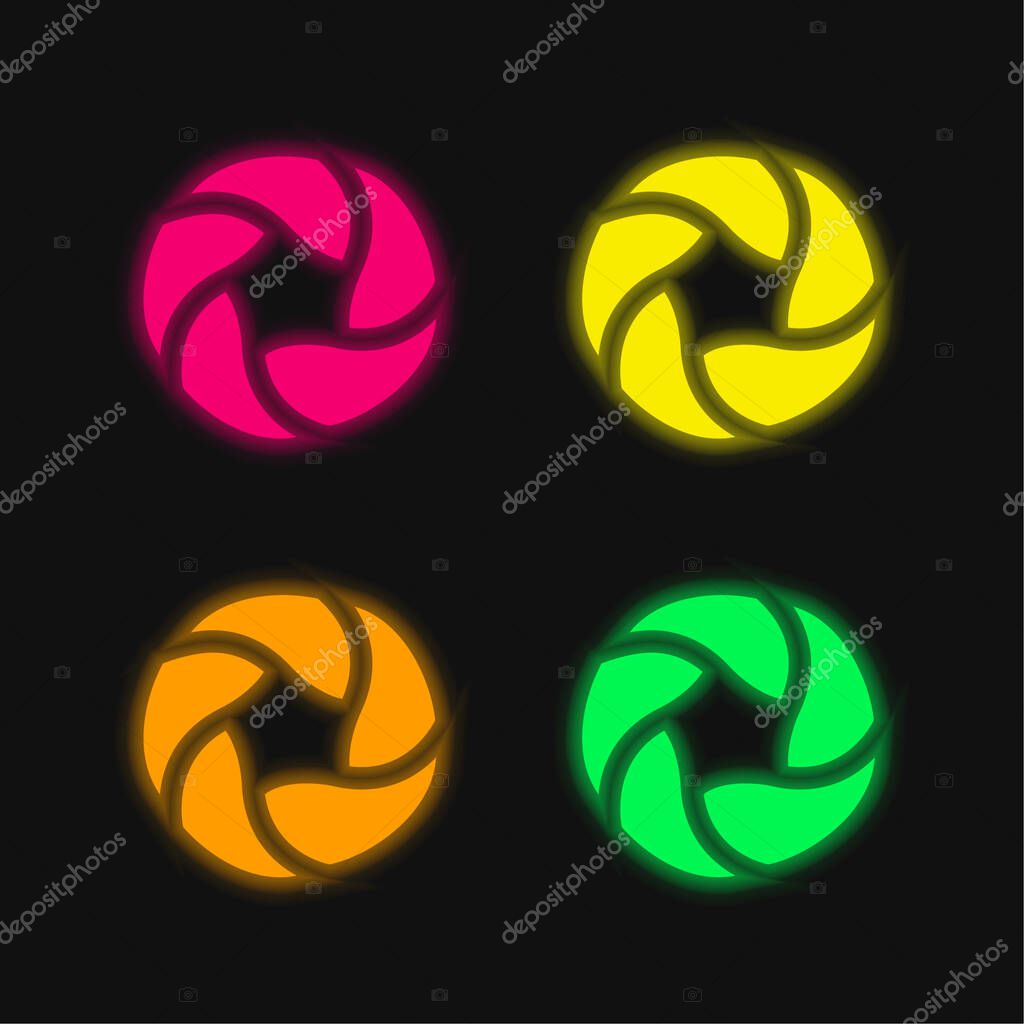 Bread Bagels four color glowing neon vector icon