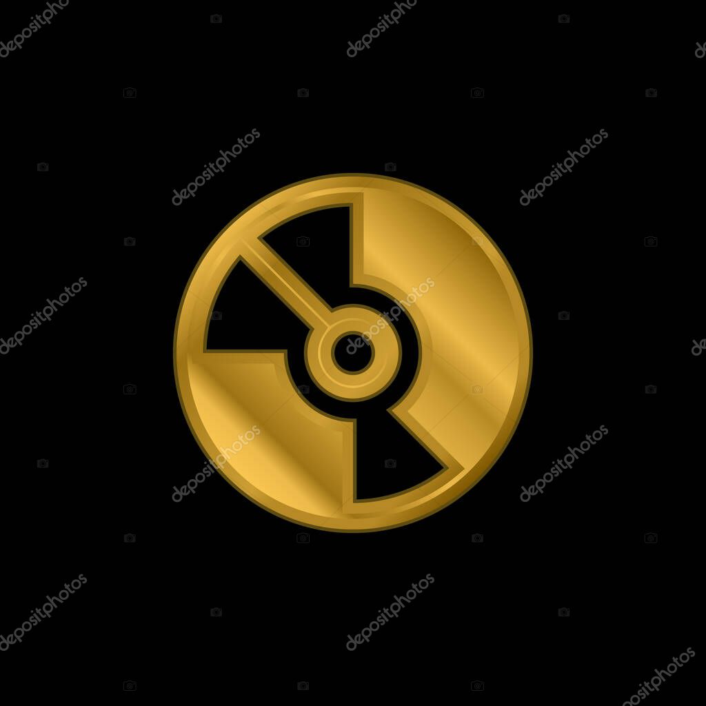 Big DVD gold plated metalic icon or logo vector