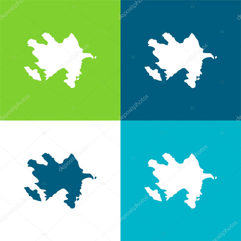Azerbaijan Flat four color minimal icon set