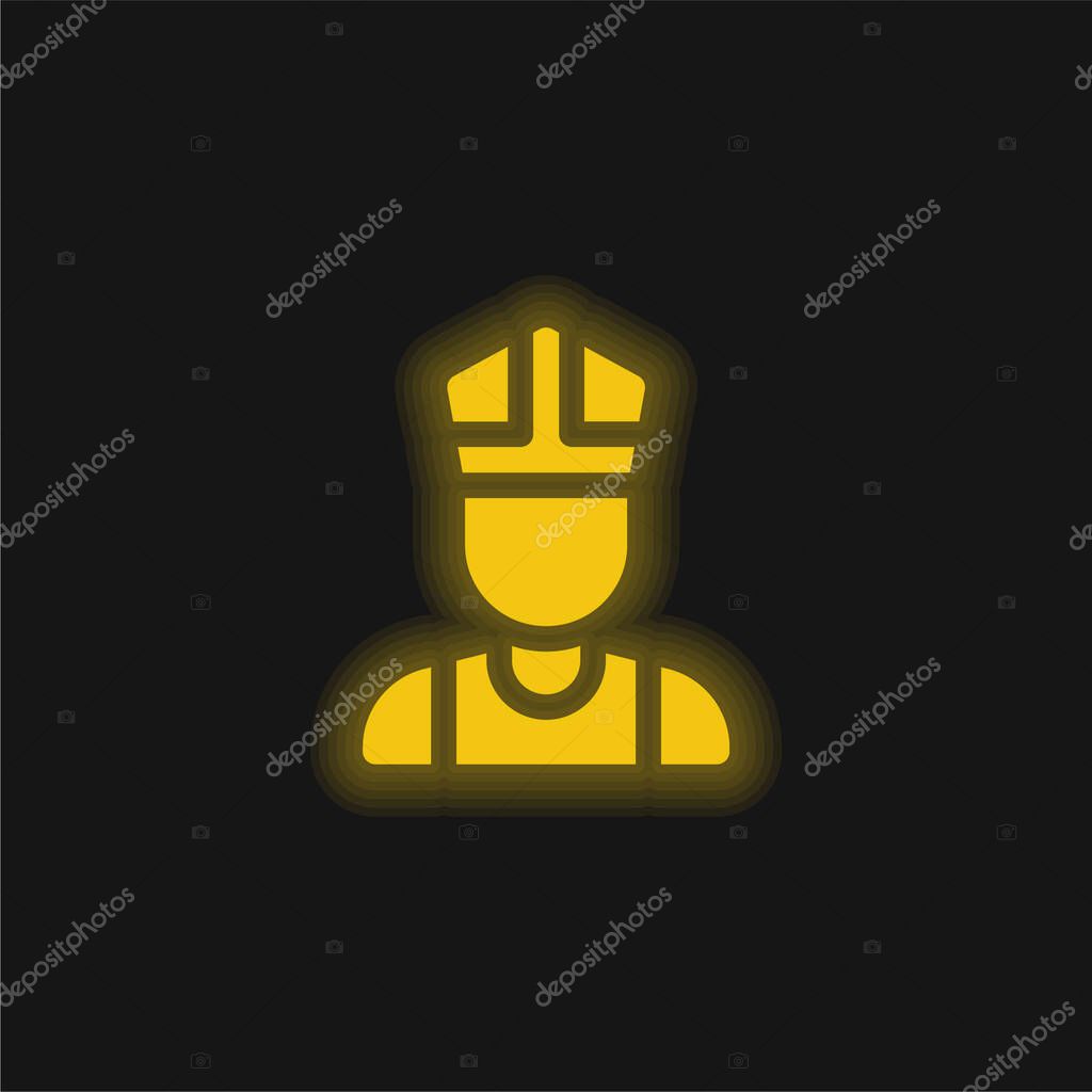 Bishop yellow glowing neon icon