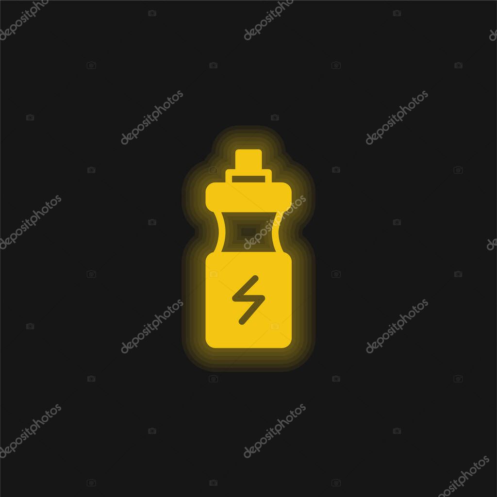 Bottle yellow glowing neon icon