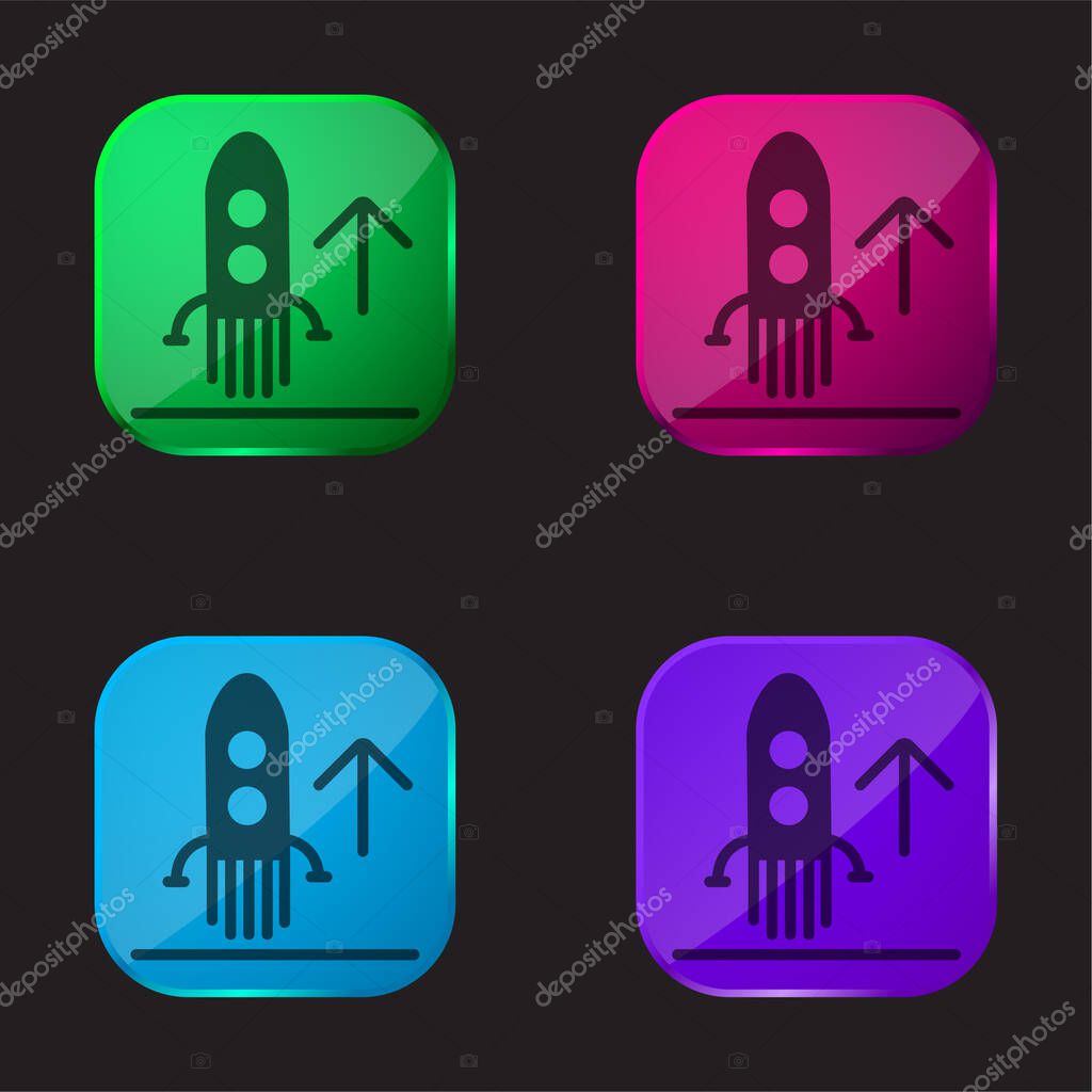 Ascending Rocket Ship four color glass button icon