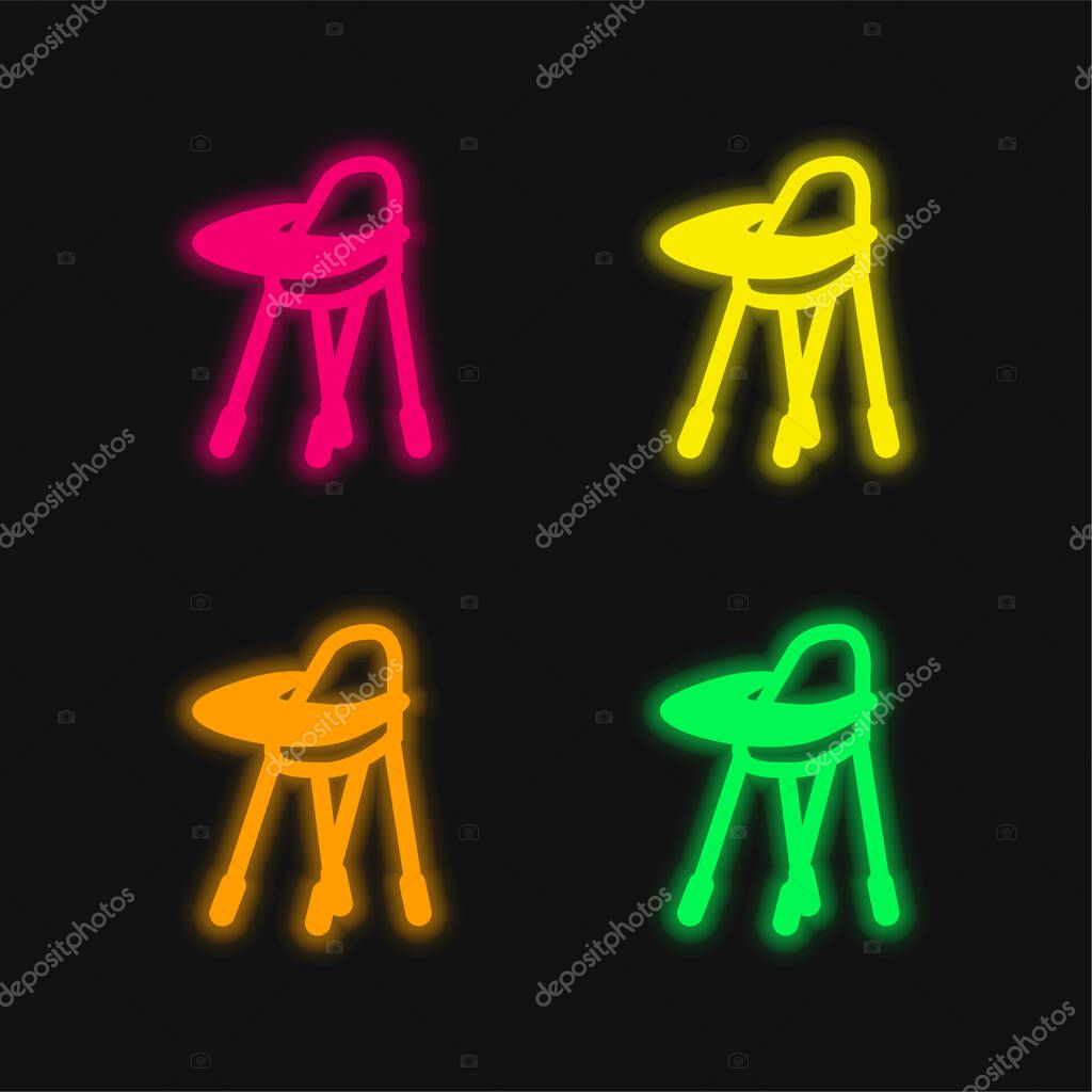 Baby Feeding Chair Variant four color glowing neon vector icon