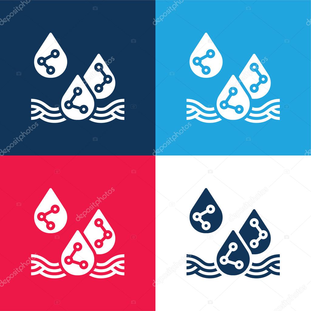 Acid Rain blue and red four color minimal icon set
