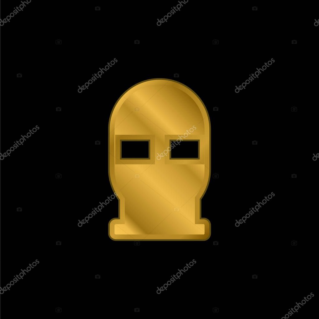 Balaclava gold plated metalic icon or logo vector