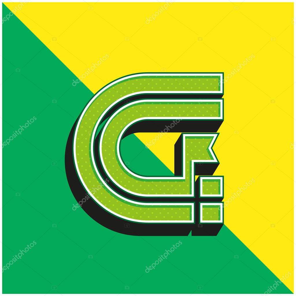 Athletics Track Green and yellow modern 3d vector icon logo