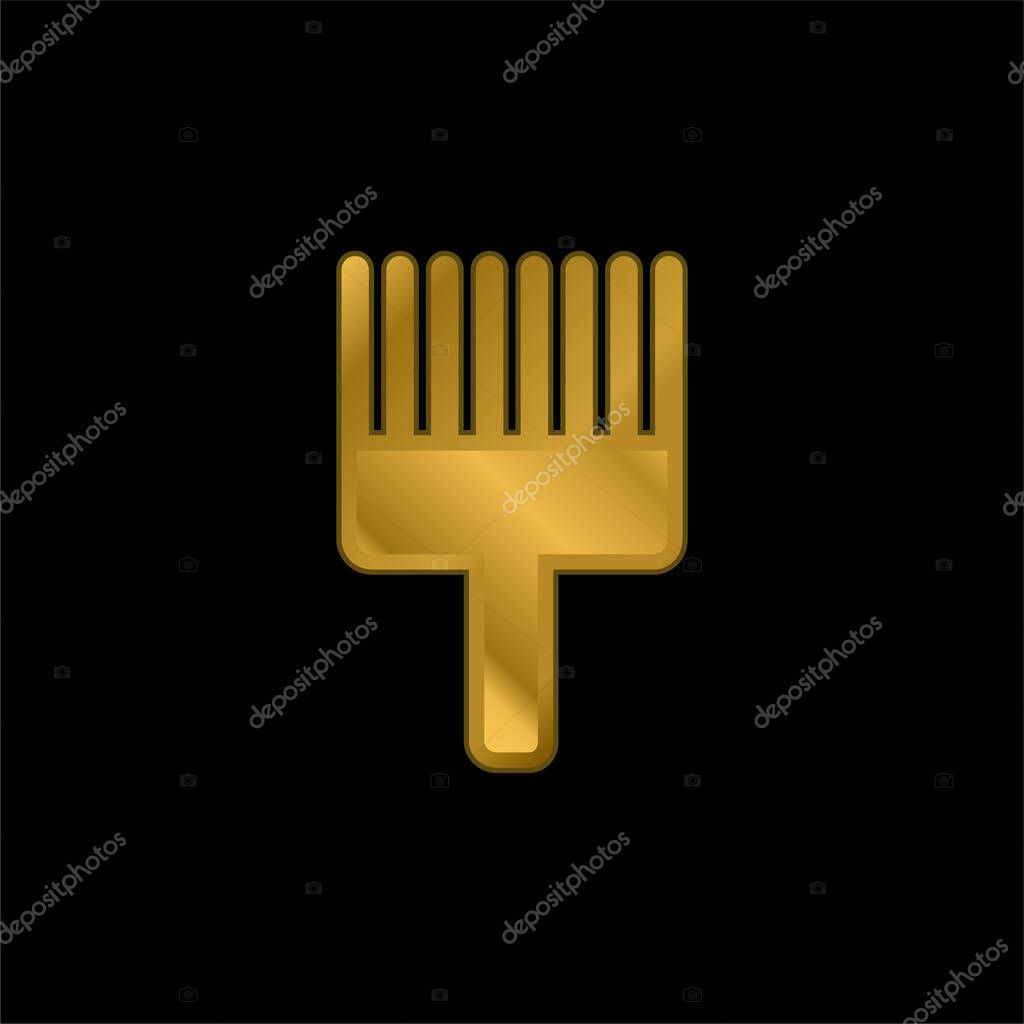 Afro Pick gold plated metalic icon or logo vector