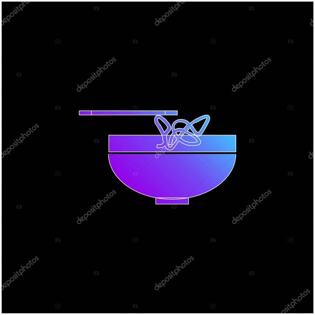 Bowl With Chinese Noodles blue gradient vector icon