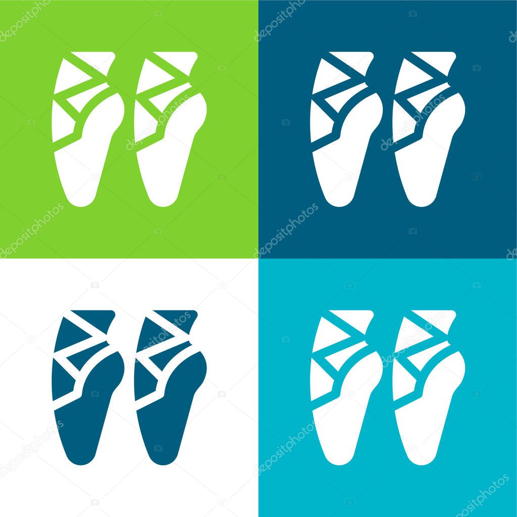 Ballet Shoes Flat four color minimal icon set