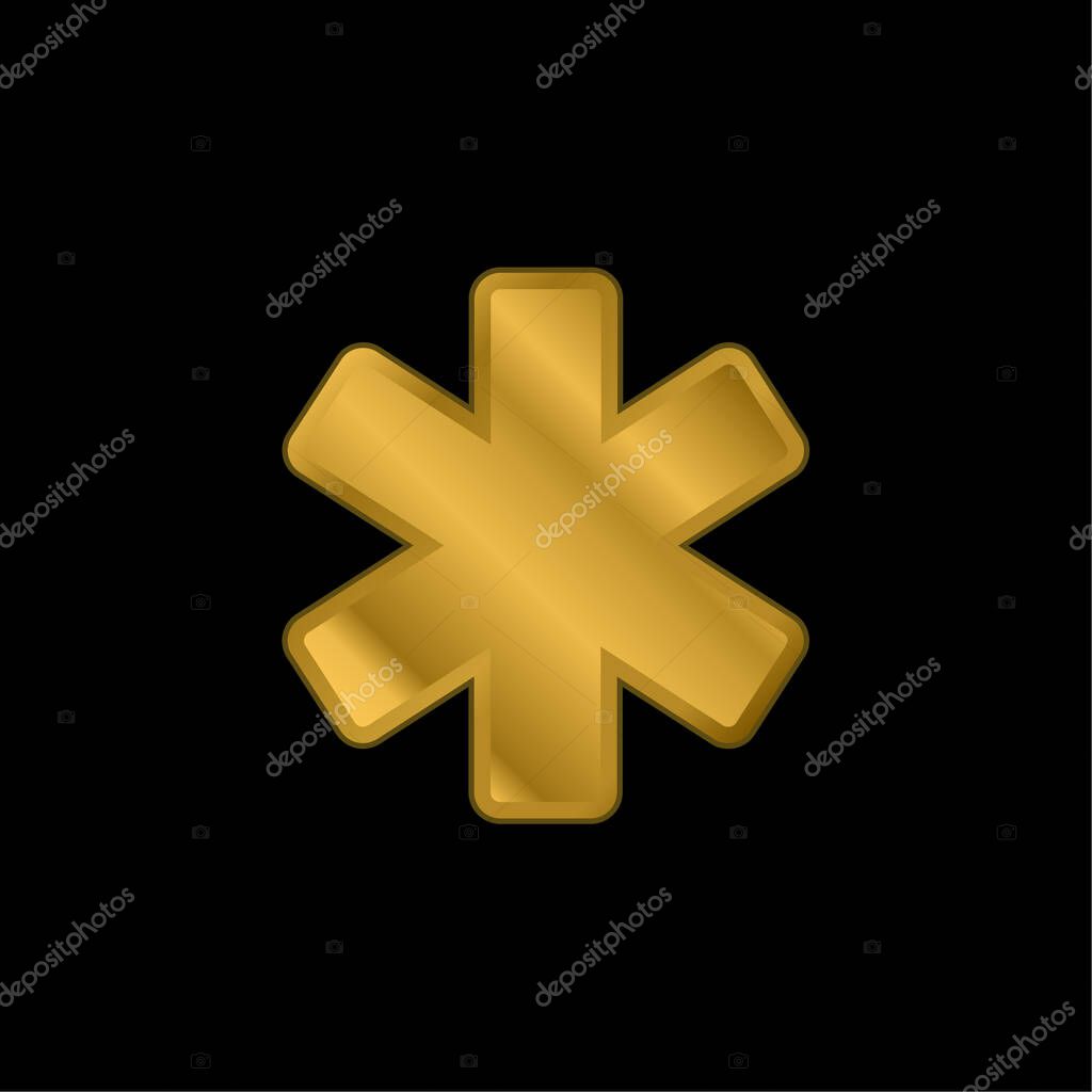 Asterisk gold plated metalic icon or logo vector