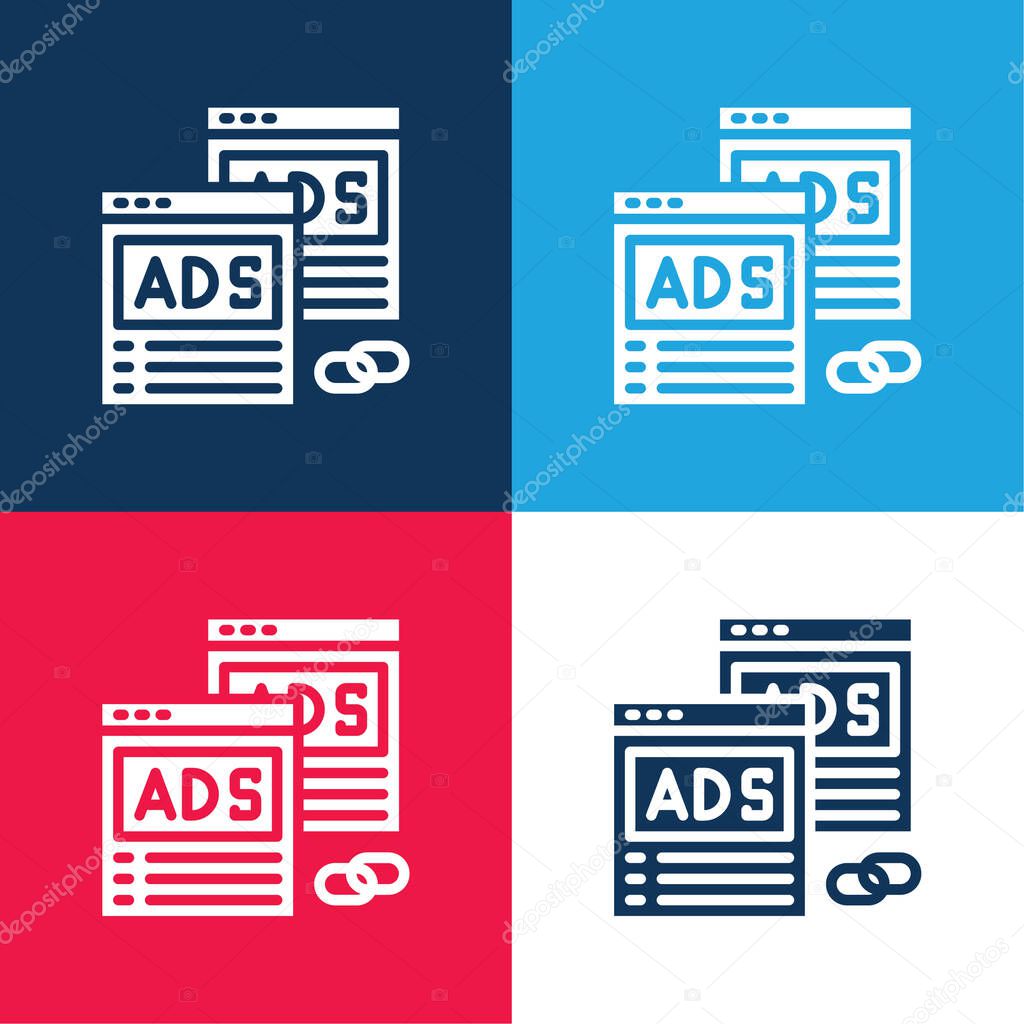 Advertising blue and red four color minimal icon set