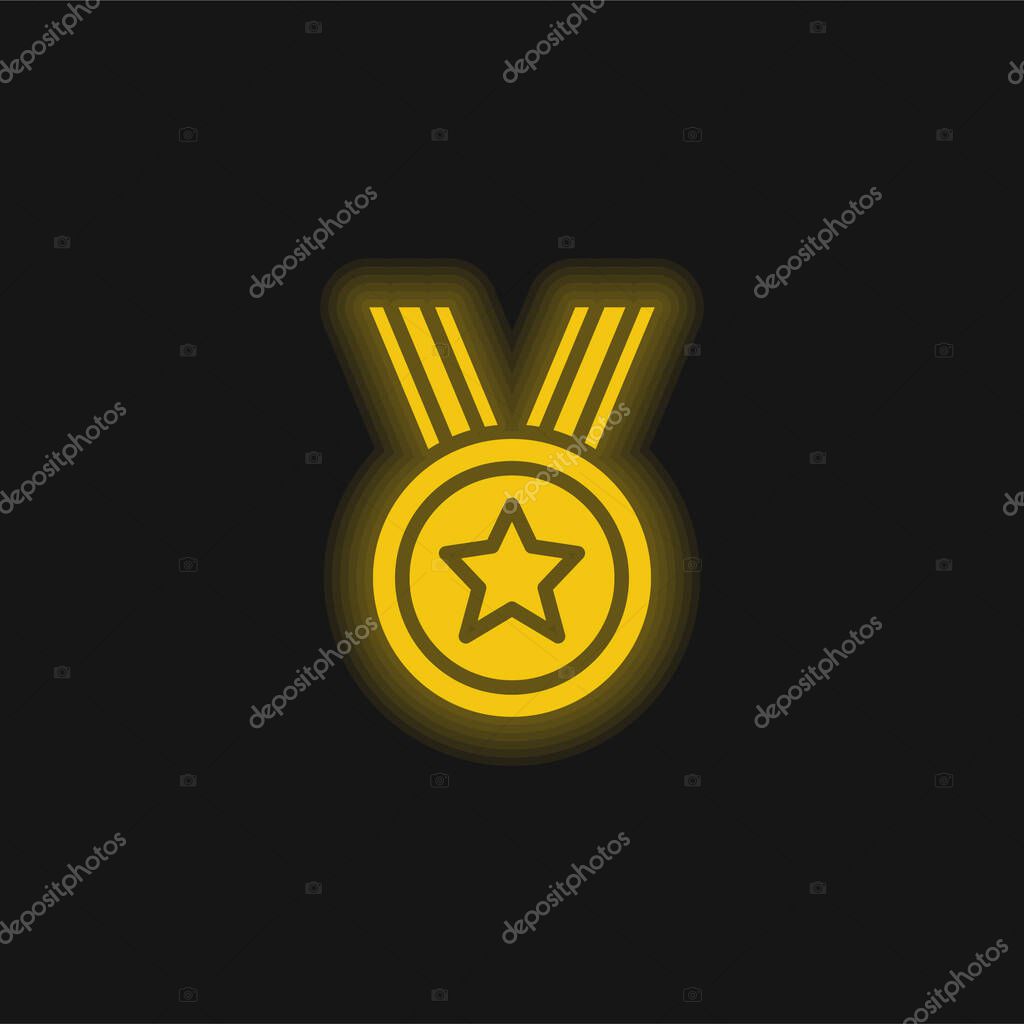 Award yellow glowing neon icon