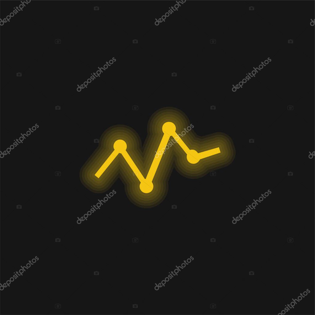 Analysis Of Business Statistics In A Line Graphic With Points yellow glowing neon icon