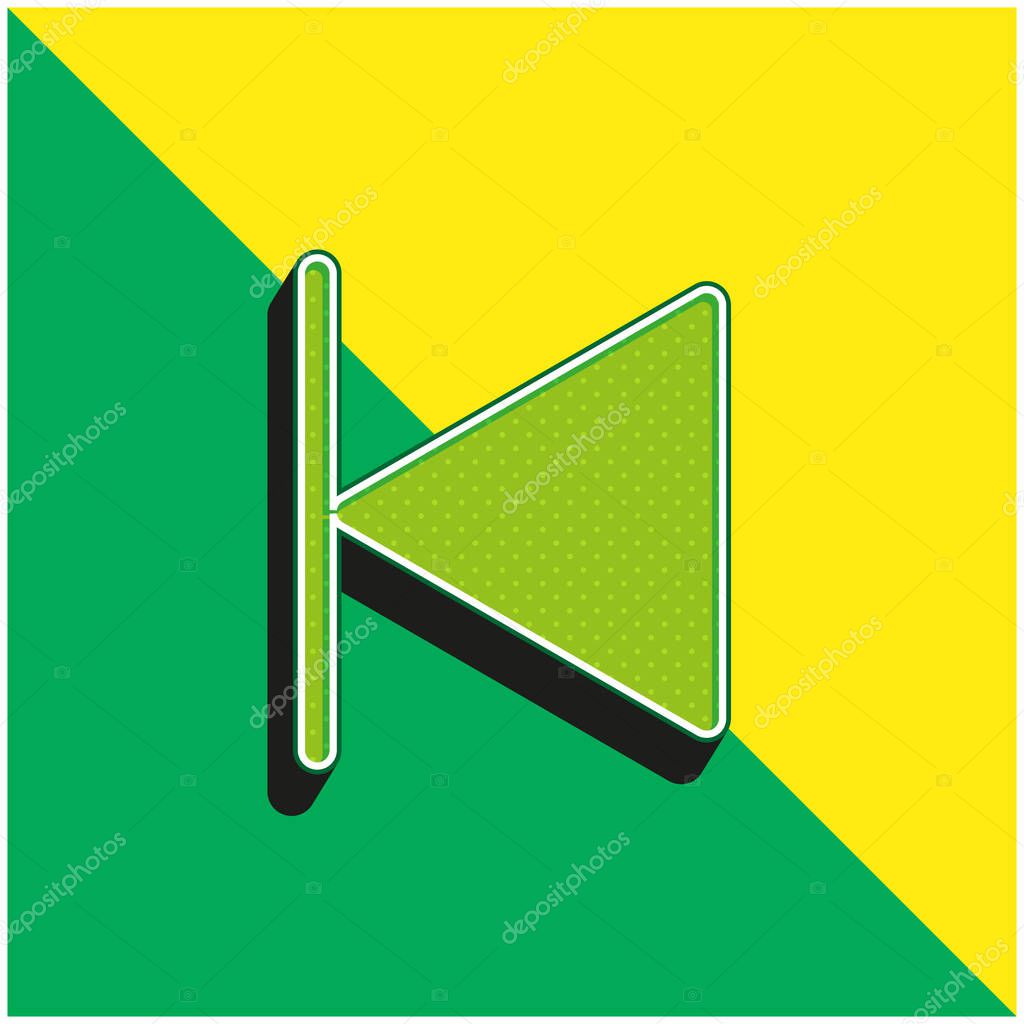 Backward Green and yellow modern 3d vector icon logo