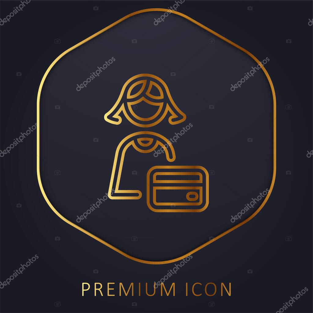 Bank Worker golden line premium logo or icon