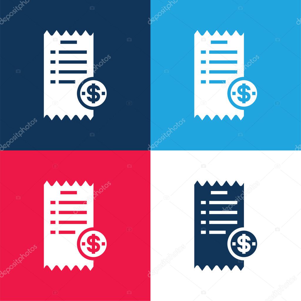 Bill blue and red four color minimal icon set