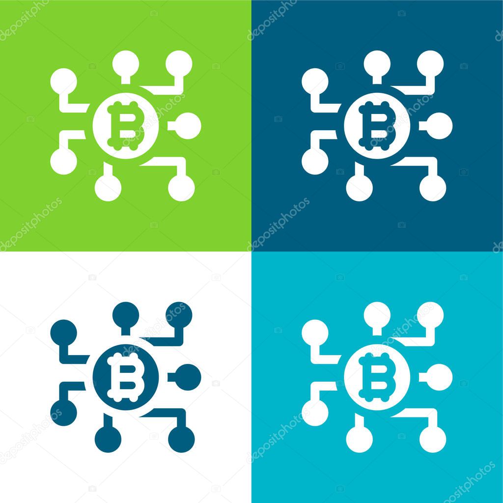 Bitcoin Flat four color minimal icon set