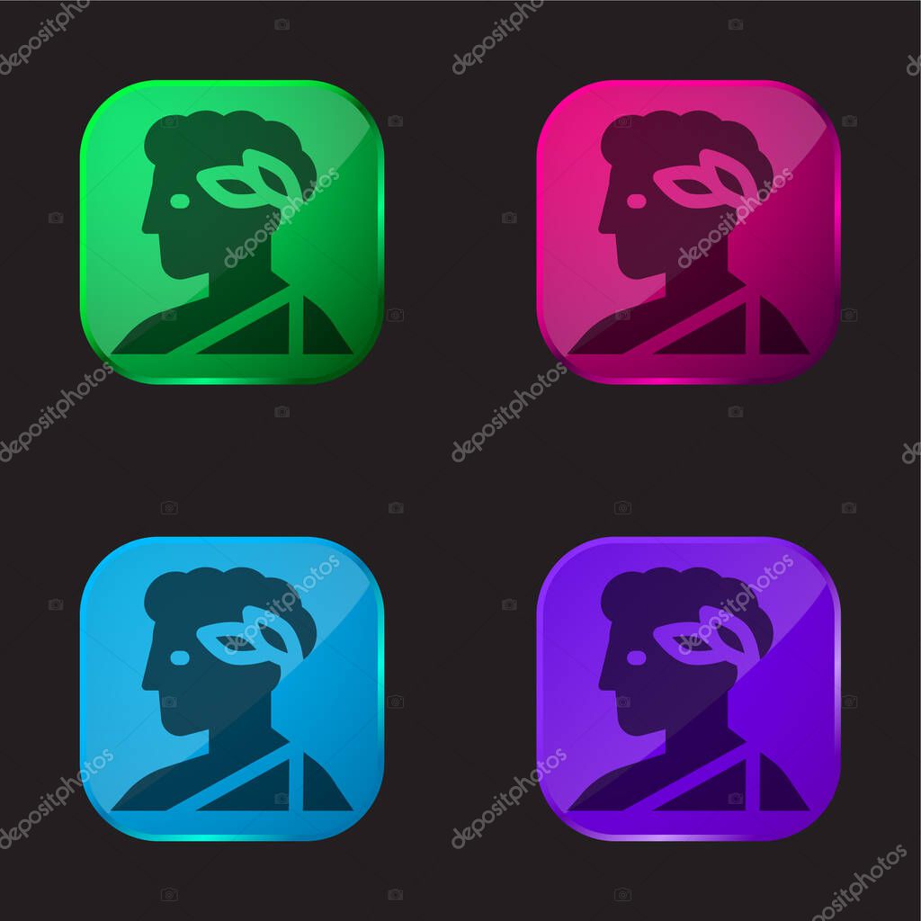 Apollo four color glass button icon