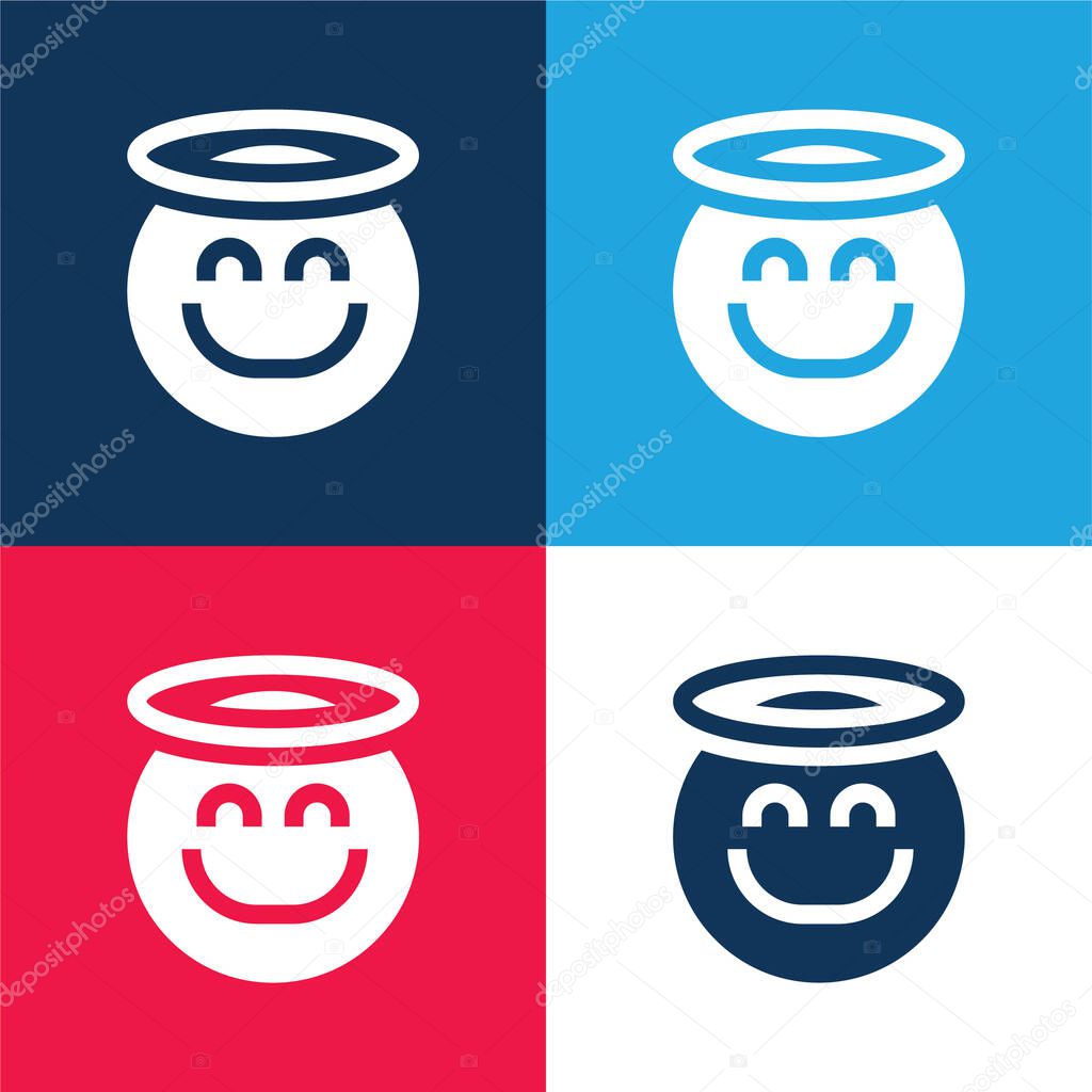Angel blue and red four color minimal icon set