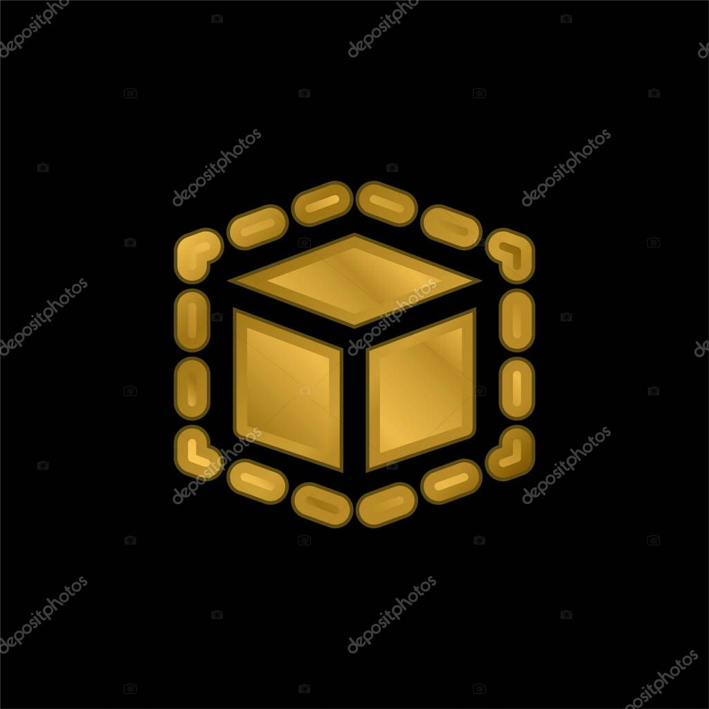 3d Modeling gold plated metalic icon or logo vector