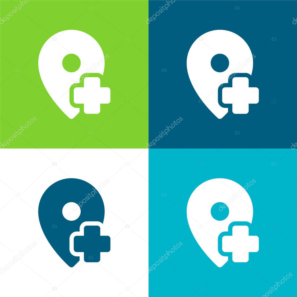 Add Location Flat four color minimal icon set