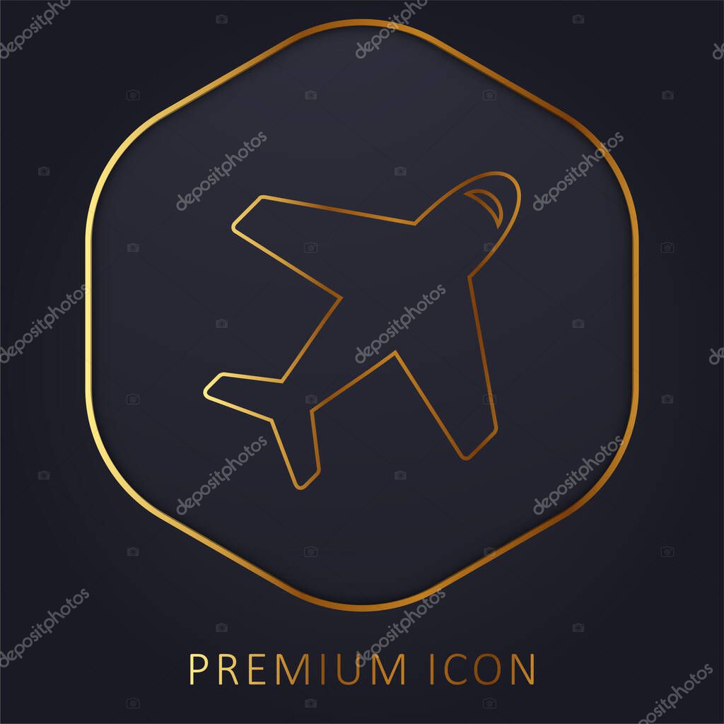 Airplane From Top View golden line premium logo or icon