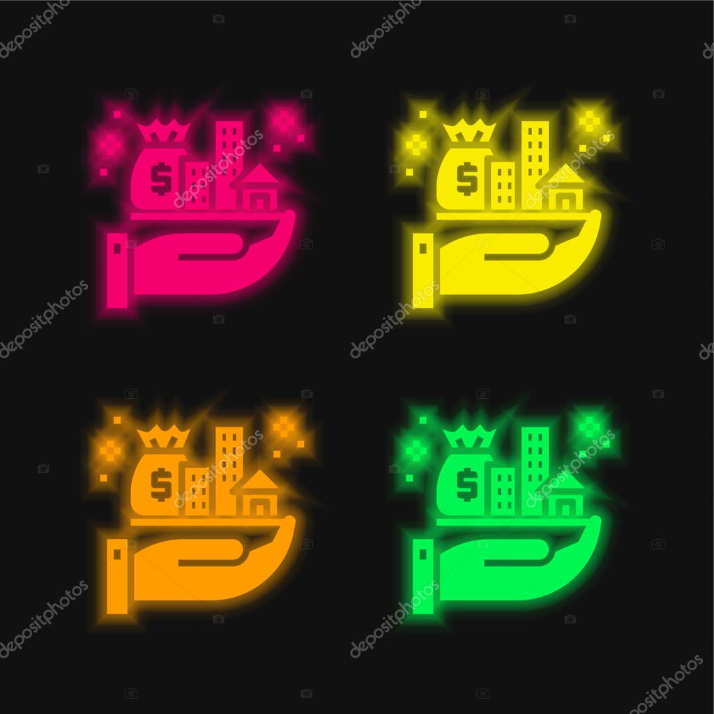 Assets four color glowing neon vector icon