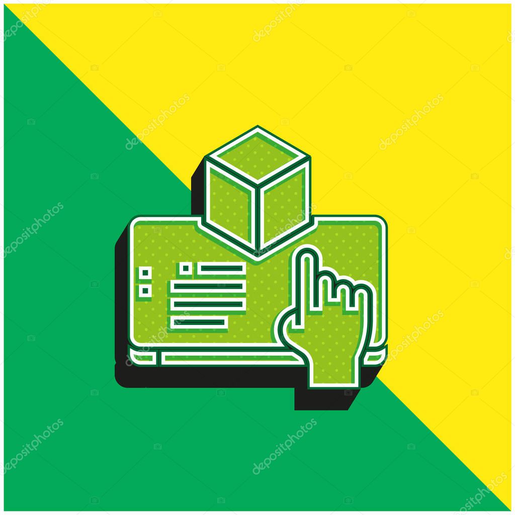 Augmented Reality Green and yellow modern 3d vector icon logo