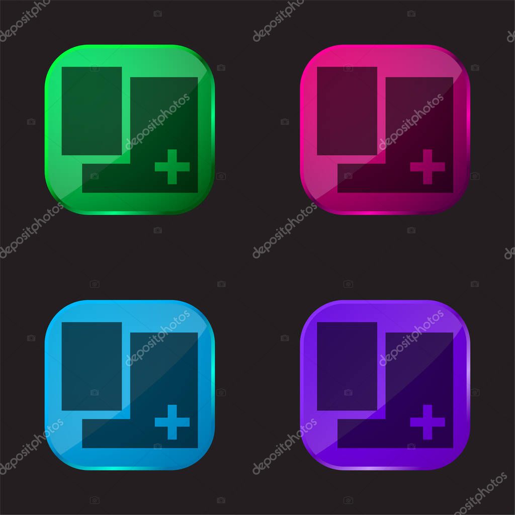 Add Rectangular Shape Button four color glass button icon