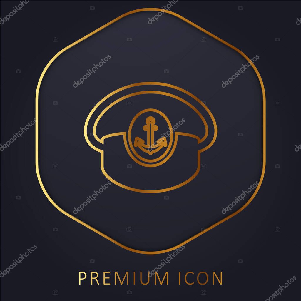 Boat Captain Hat golden line premium logo or icon