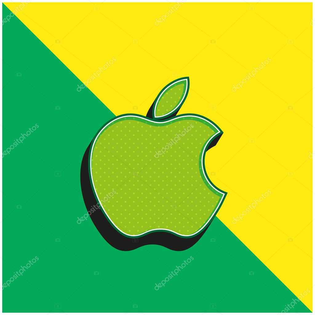 Apple Green and yellow modern 3d vector icon logo