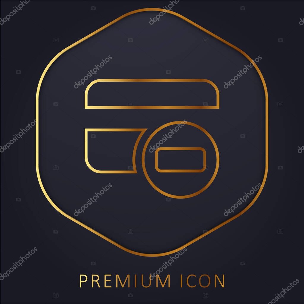 Block Credit Card golden line premium logo or icon