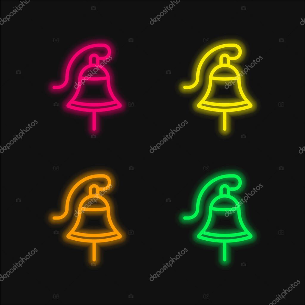 Bell four color glowing neon vector icon