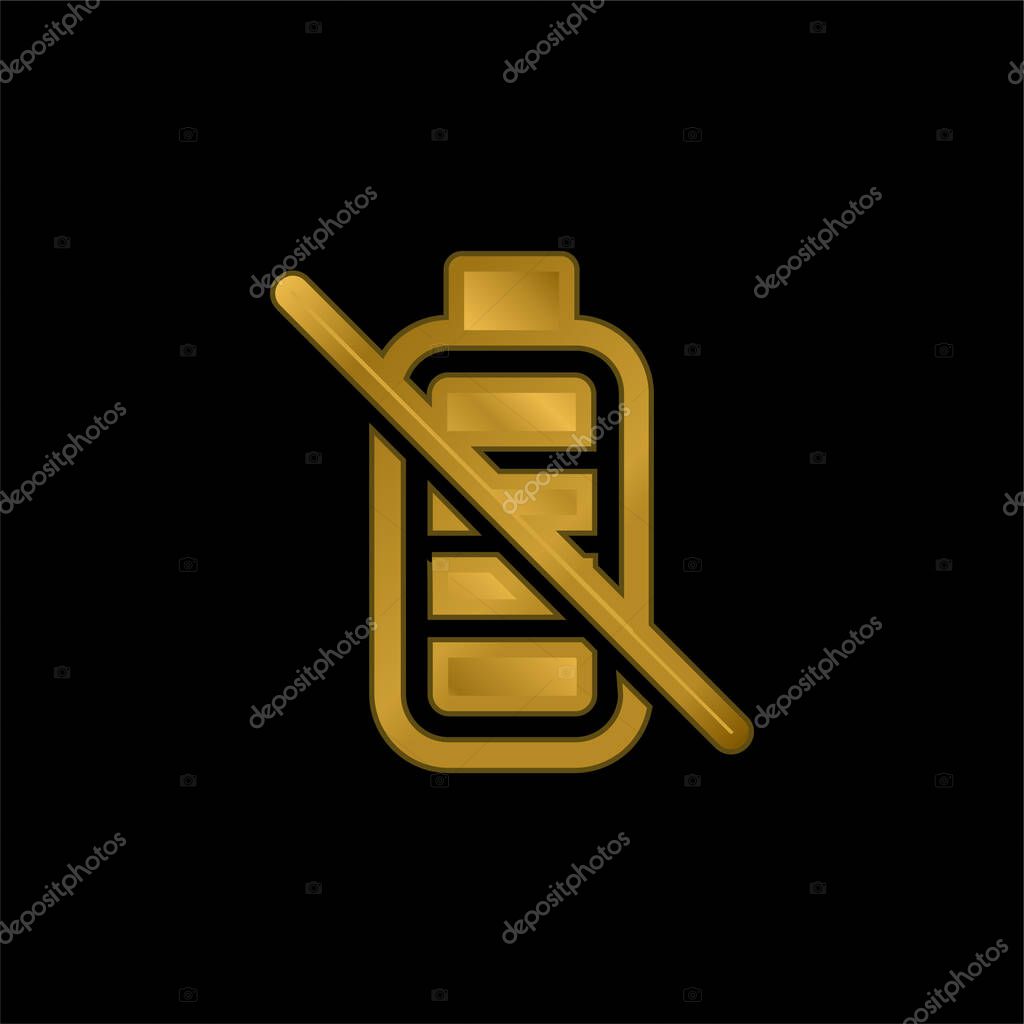 Battery Crossed gold plated metalic icon or logo vector