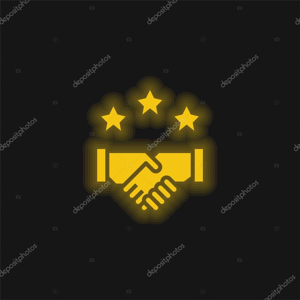 Agreement yellow glowing neon icon