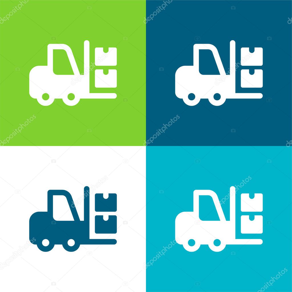Boxes Flat four color minimal icon set