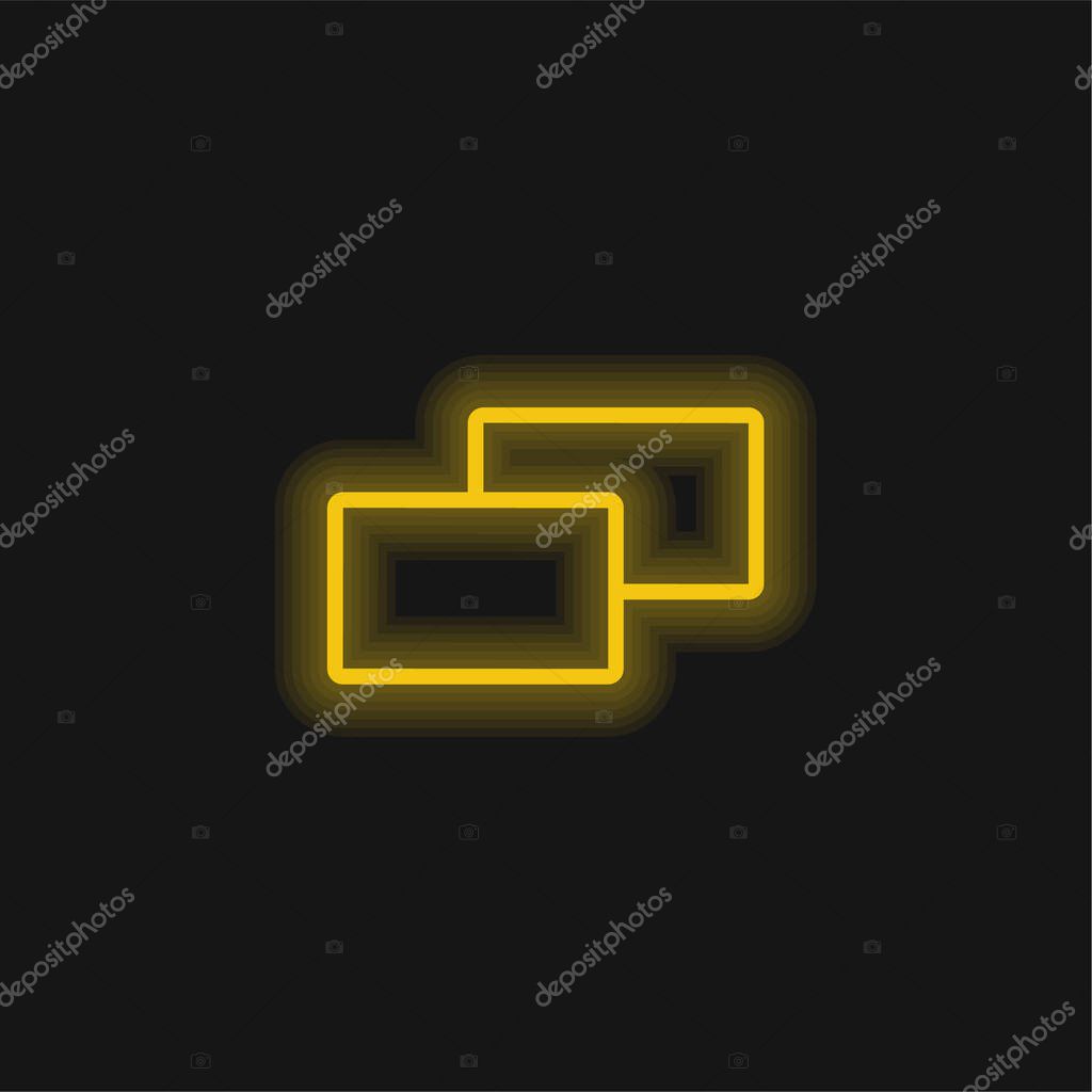 2 Squares yellow glowing neon icon
