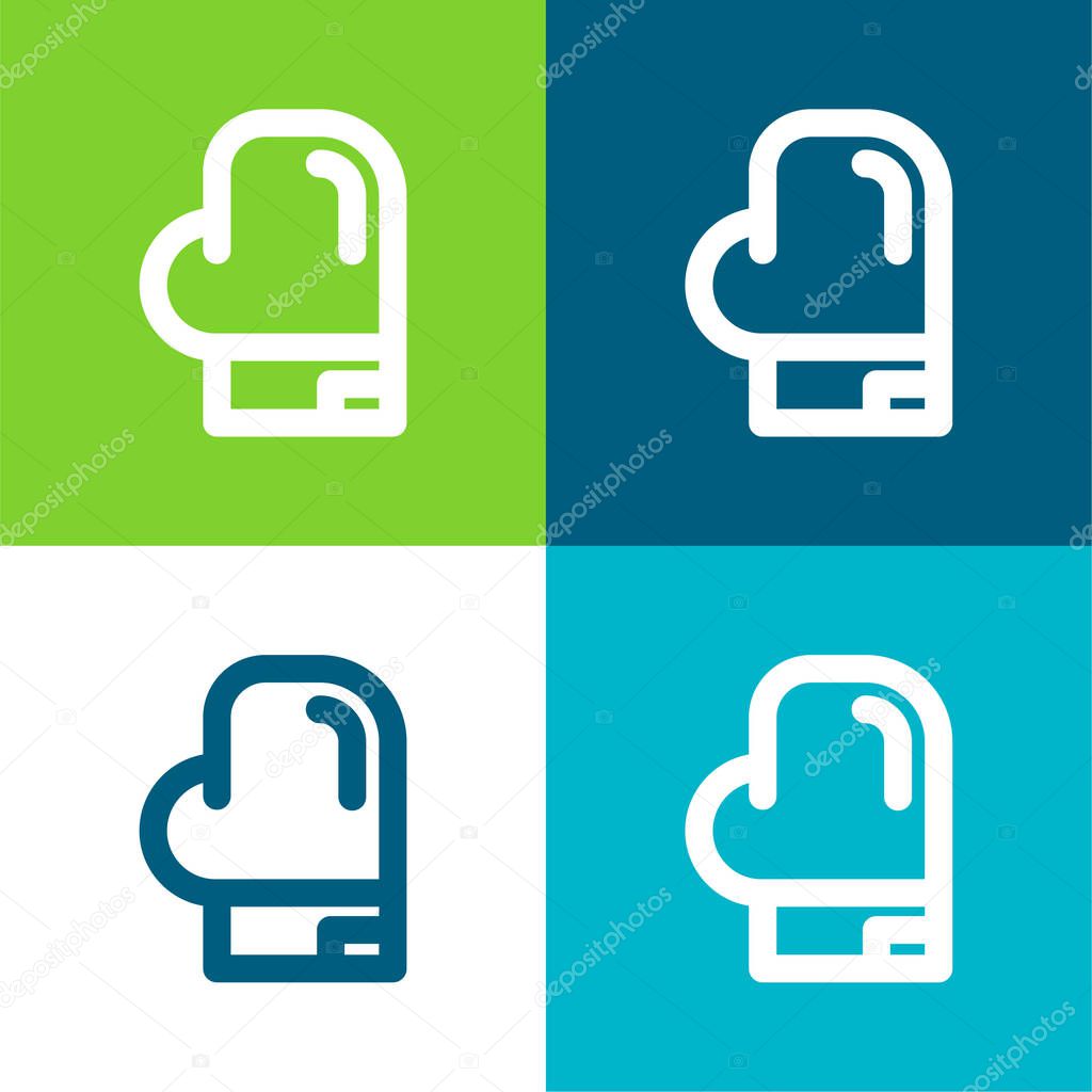Boxing Flat four color minimal icon set