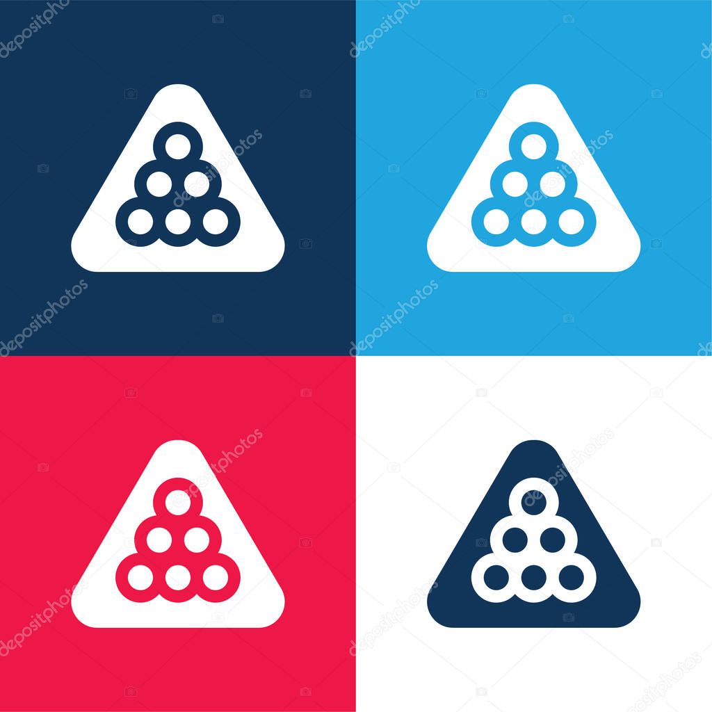 Billiard blue and red four color minimal icon set