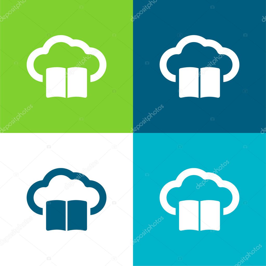 Book On Internet Cloud Flat four color minimal icon set