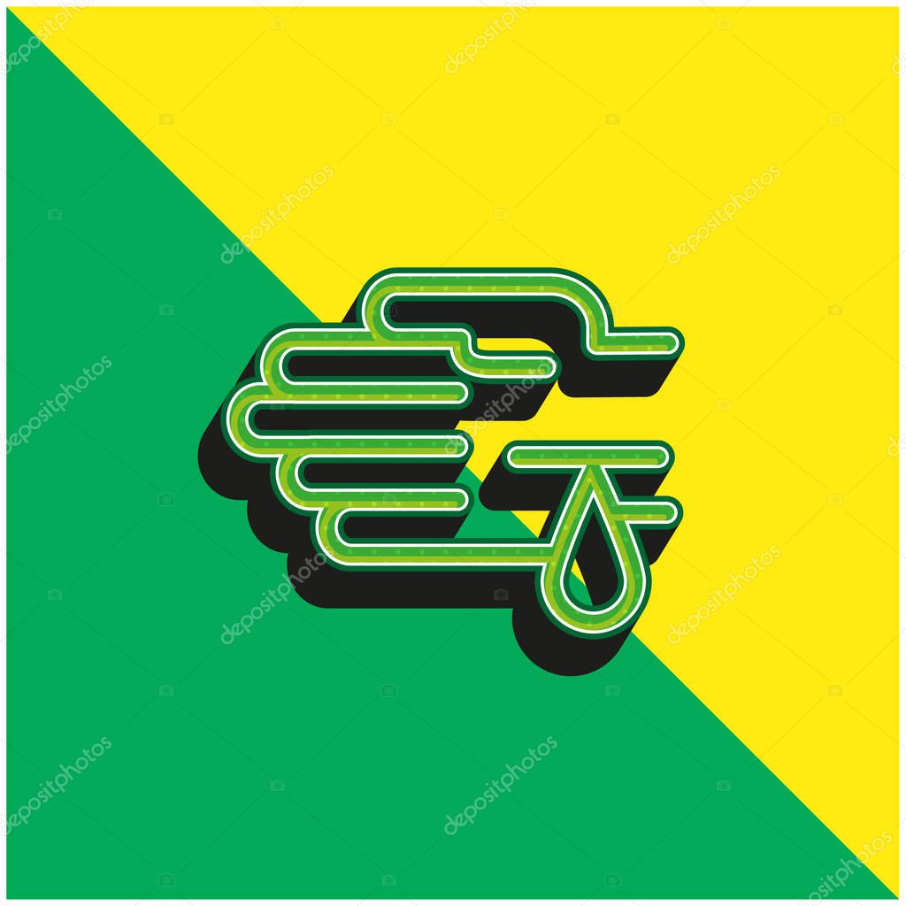 Blood Drop On A Hand Wound Green and yellow modern 3d vector icon logo