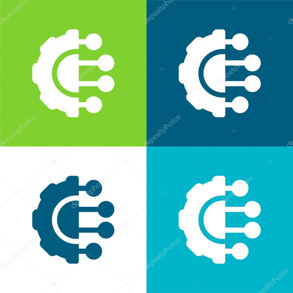 Artificial Intelligence Flat four color minimal icon set