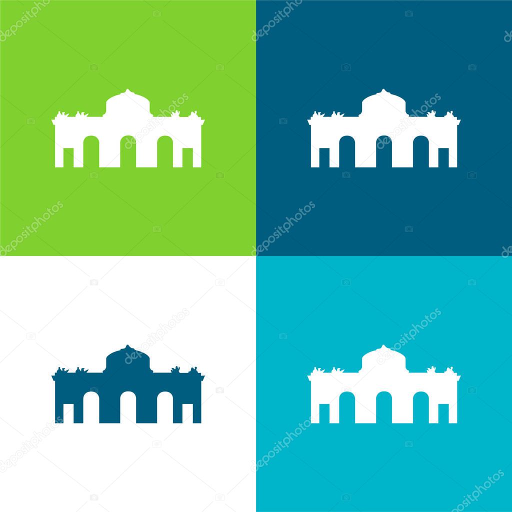 Alcala Gate Spain Flat four color minimal icon set