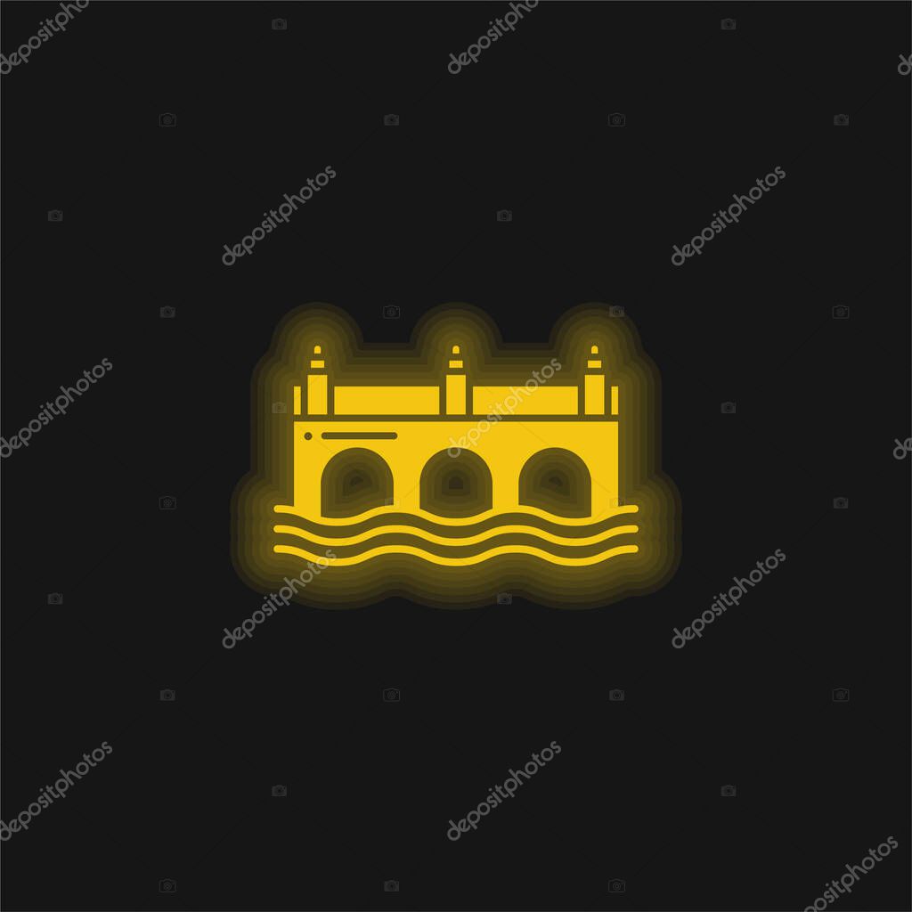 Bridge yellow glowing neon icon