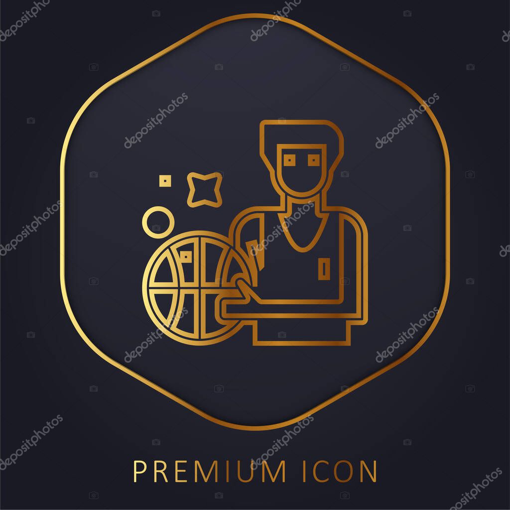Basketball golden line premium logo or icon