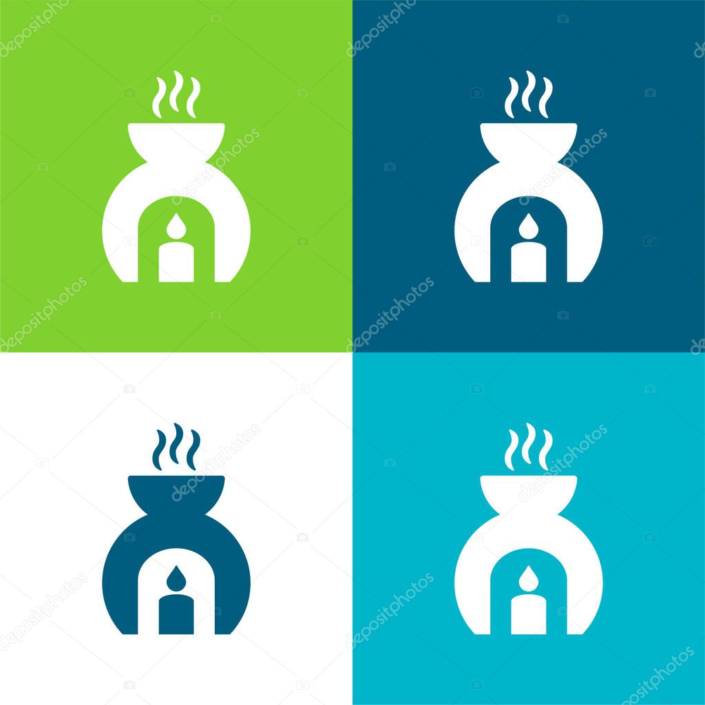 Aromatherapy Flat four color minimal icon set